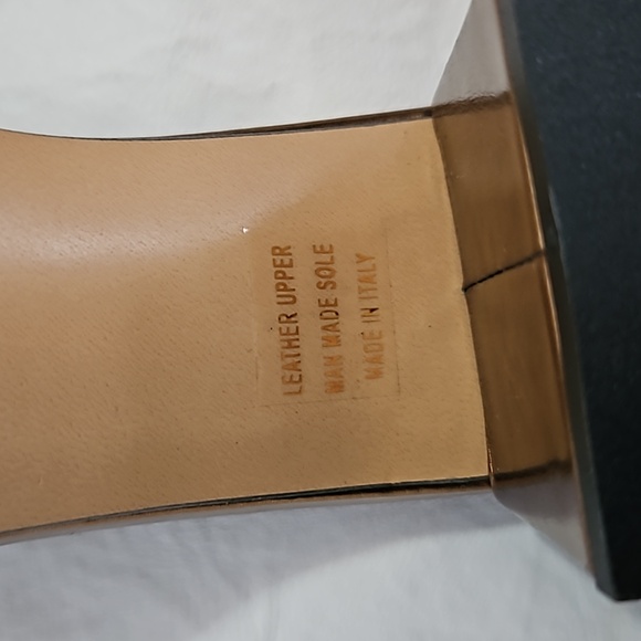 New EMANUELE CRASTO Laser Cut Heel Bronze Leather Sandal Mules Size 40 - Picture 12 of 16